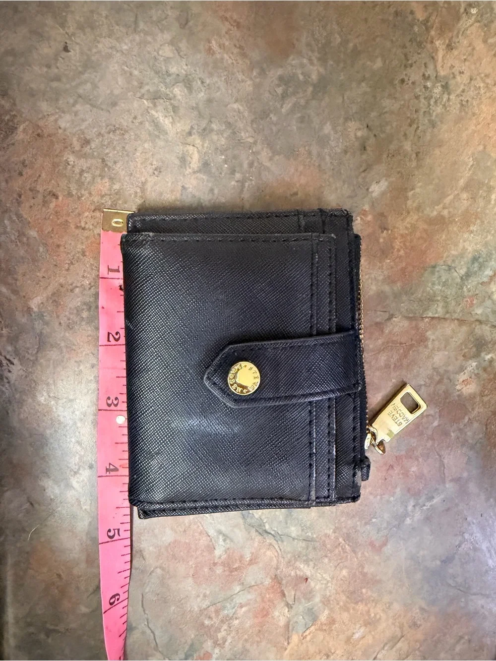 Steve Madden Black Card Holder with Gold Accent